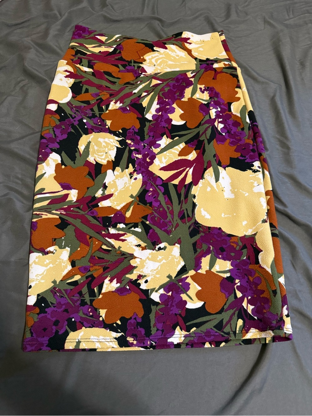 LuLaRoe Cassie pencil skirt Floral Pencil in Purple, Cream, OD Green & brown XS